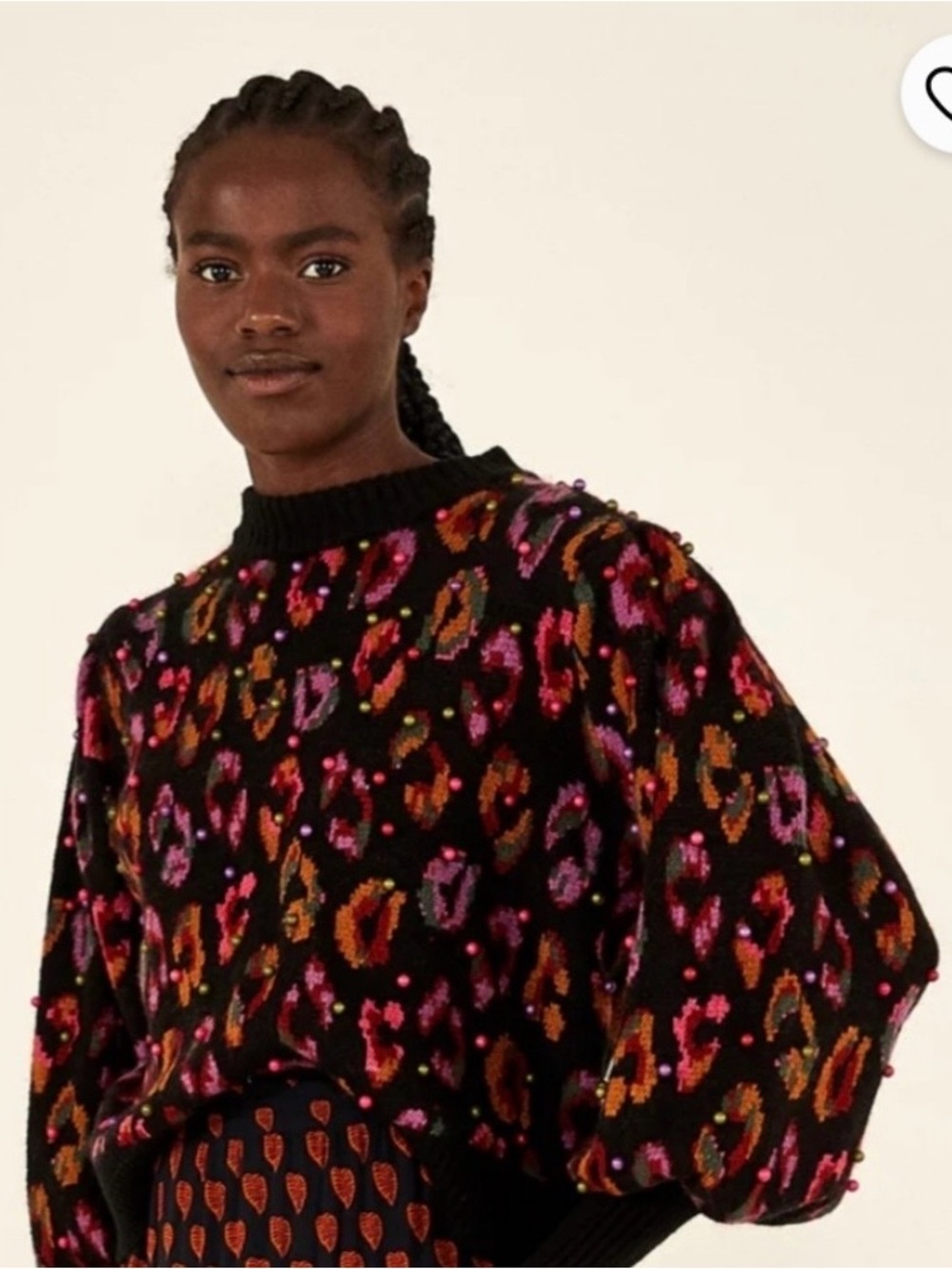 FARM Rio Black Ikat Dyed Leopard Ball Sweater size L - Picture 4 of 11